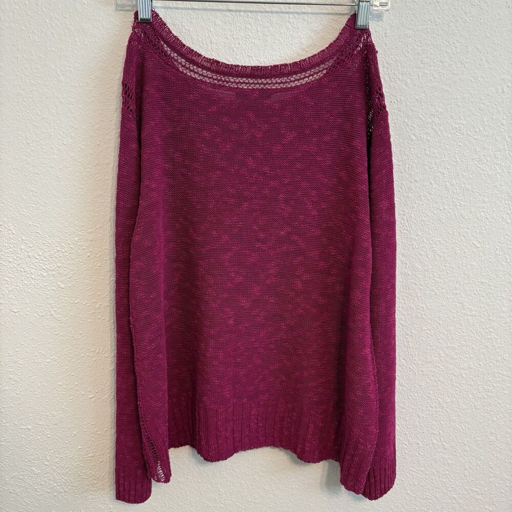 Eileen Fisher Organic‎ Linen Sweater Large Magenta Lagenlook Mature Minimalist - Picture 4 of 4